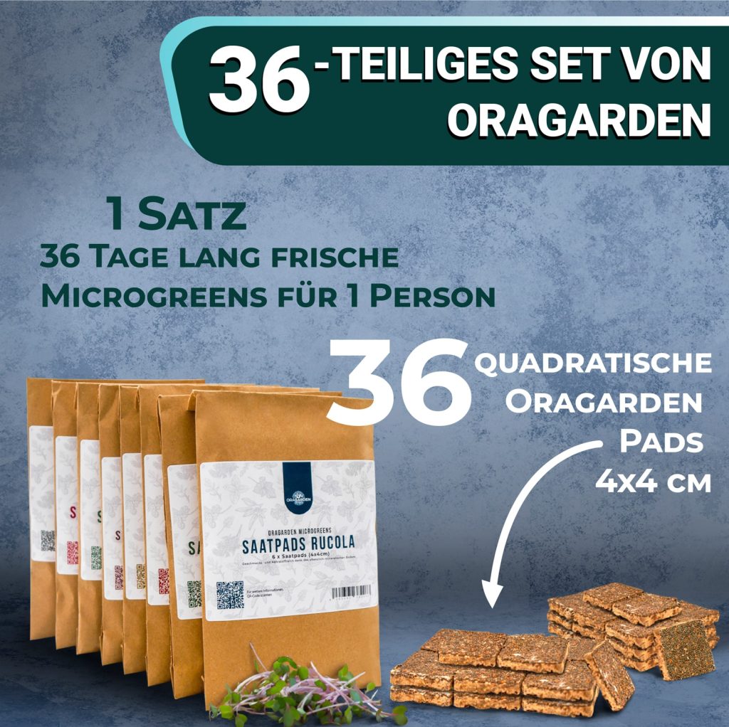 OraGarden Soil-MicroGreen Grüne Linsen Saatpad Set im 36er