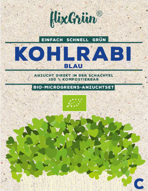 Flixgrün Bio-MicroGreens-Anzuchtset Kohlrabi Blau