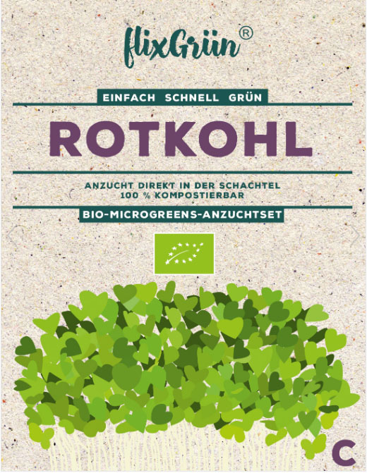 Flixgrün Bio-MicroGreens-Anzuchtset Rotkohl