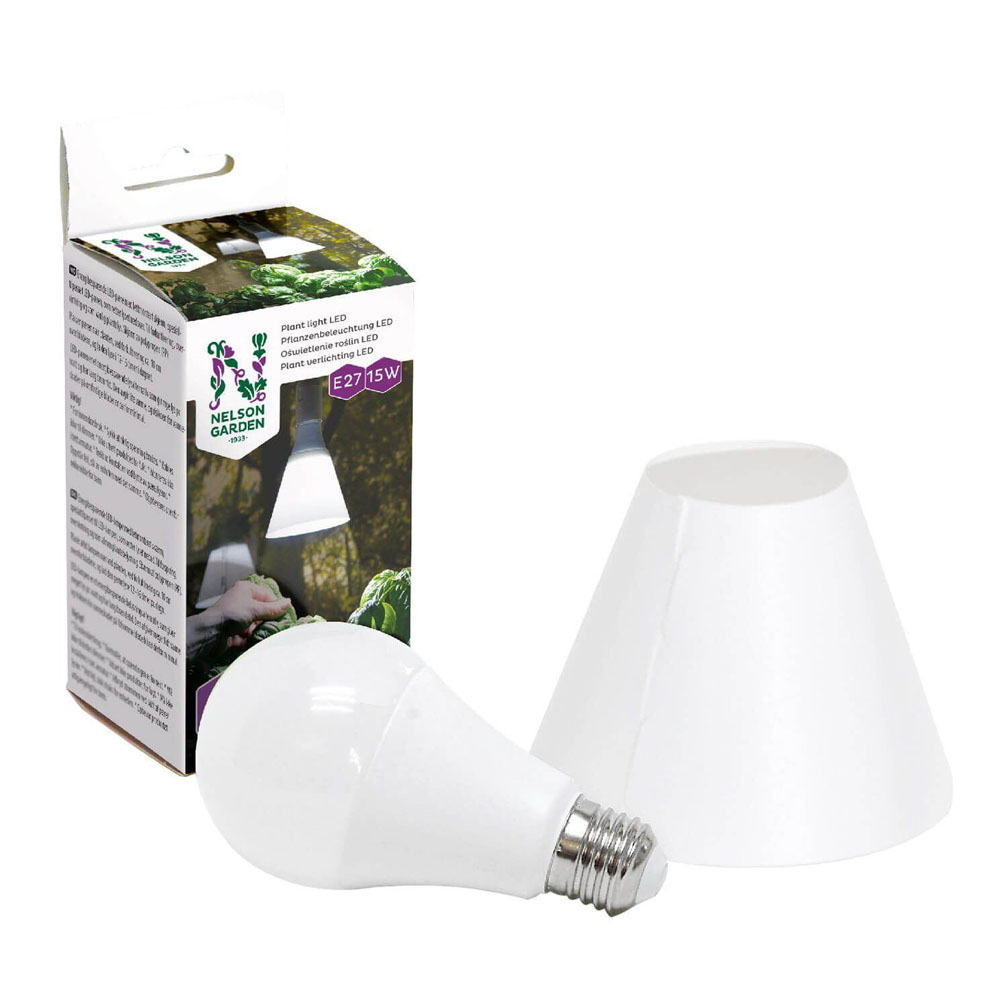Nelson Garden LED-Pflanzenlampe E27 mit Schirm 15W E27