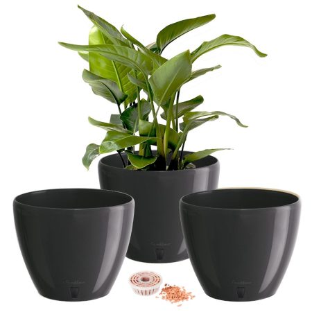 Santino Deco Twin Pflanztöpfe 3er-Set Ø 14 cm, H 12.5 cm Anthrazit
