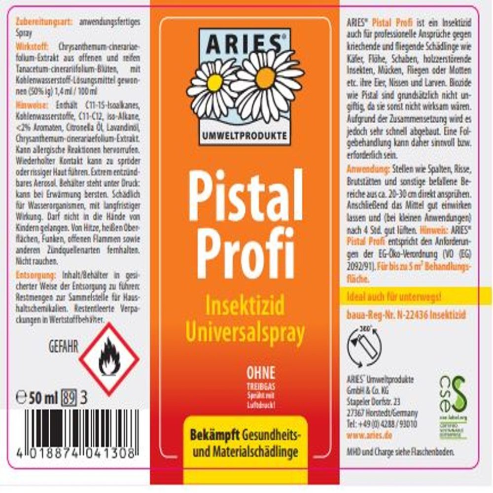 Aries Pistal Profi Insektizid Universalspray 50 ml